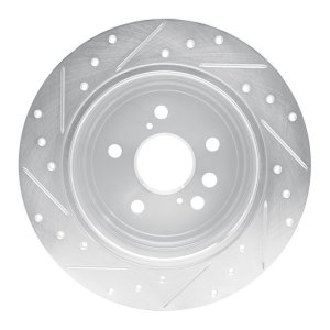 Toyota RAV4 Brake Rotor (1) - Rear Right - R1 Concepts - Drilled & Slotted - Silver - `04-`05